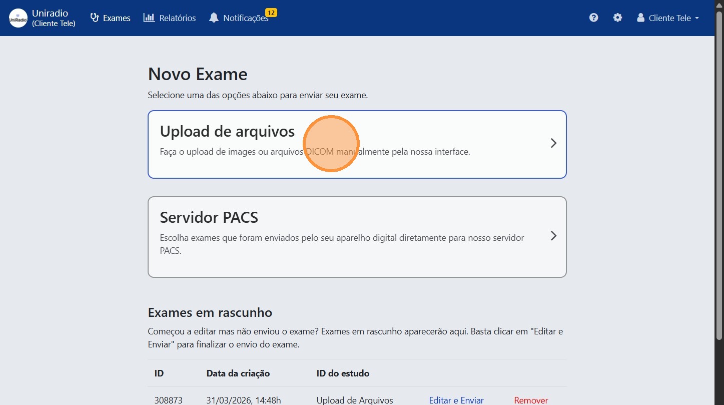 Opção Upload de Arquivos