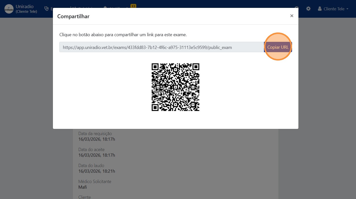 Link e QR Code do laudo