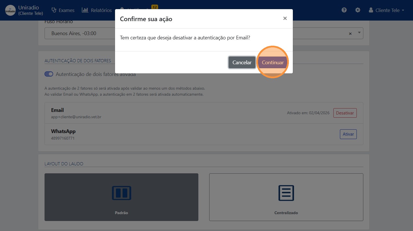 Confirmar desativação