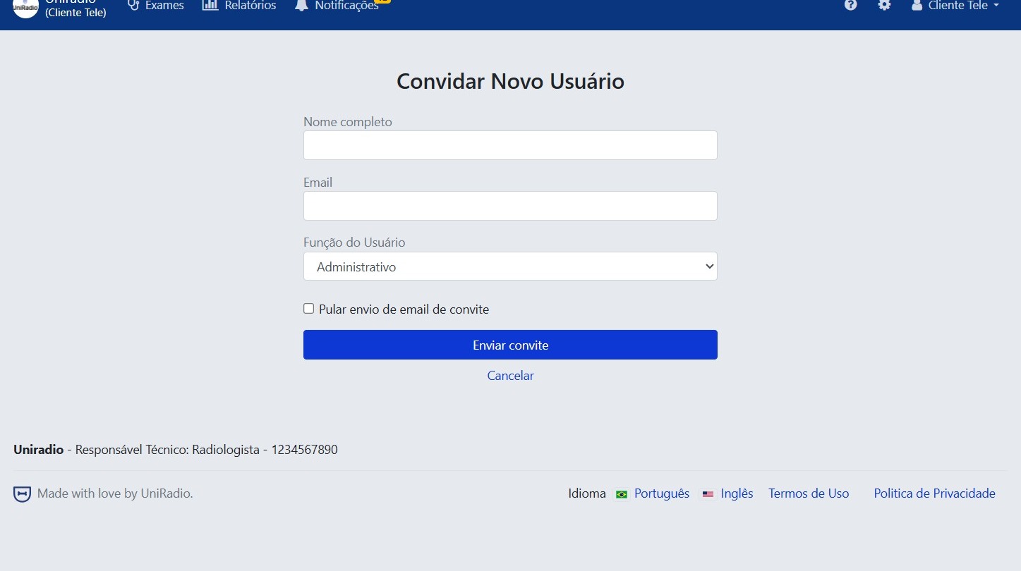 Formulário de convite