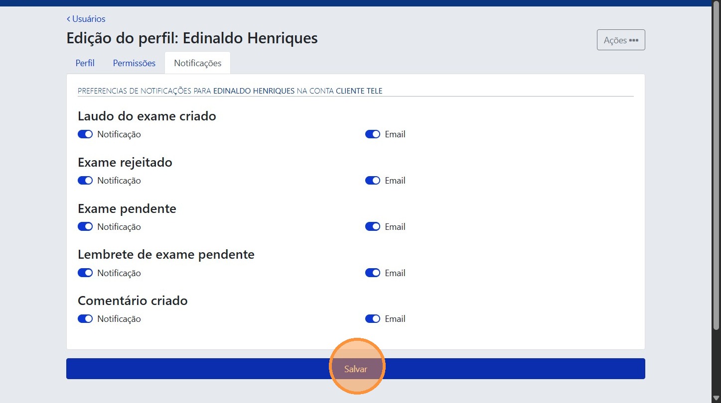 Salvar preferências