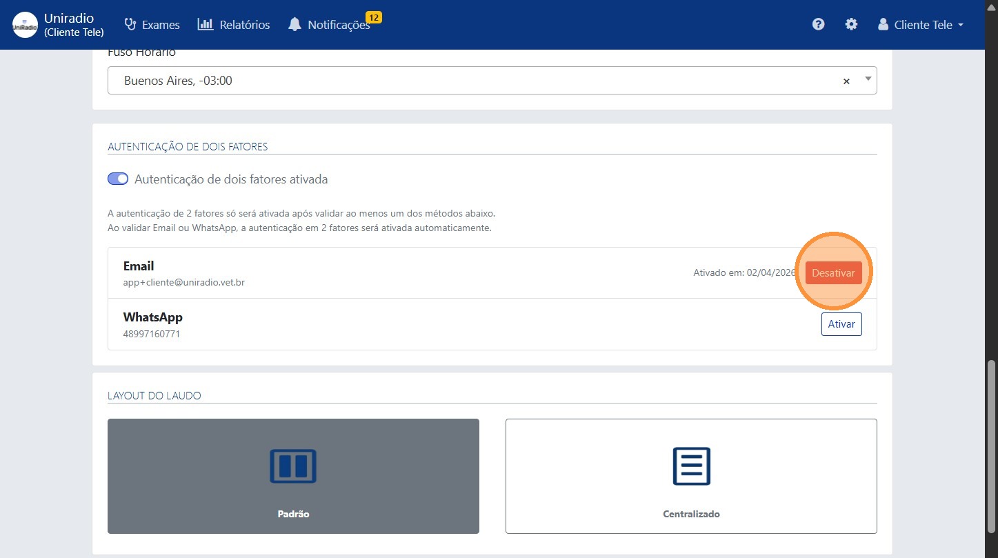 Disable two-factor authentication