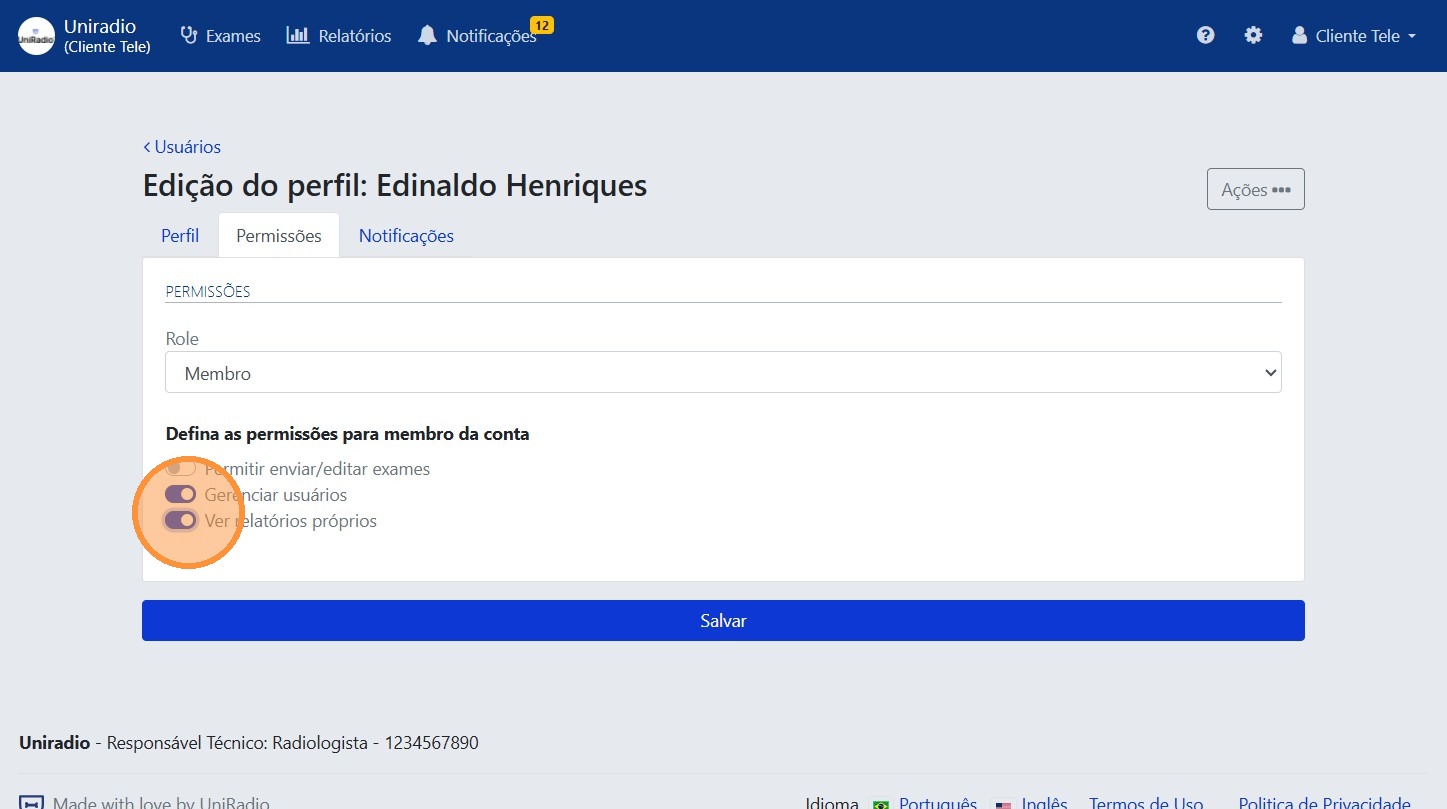 Select member permissions