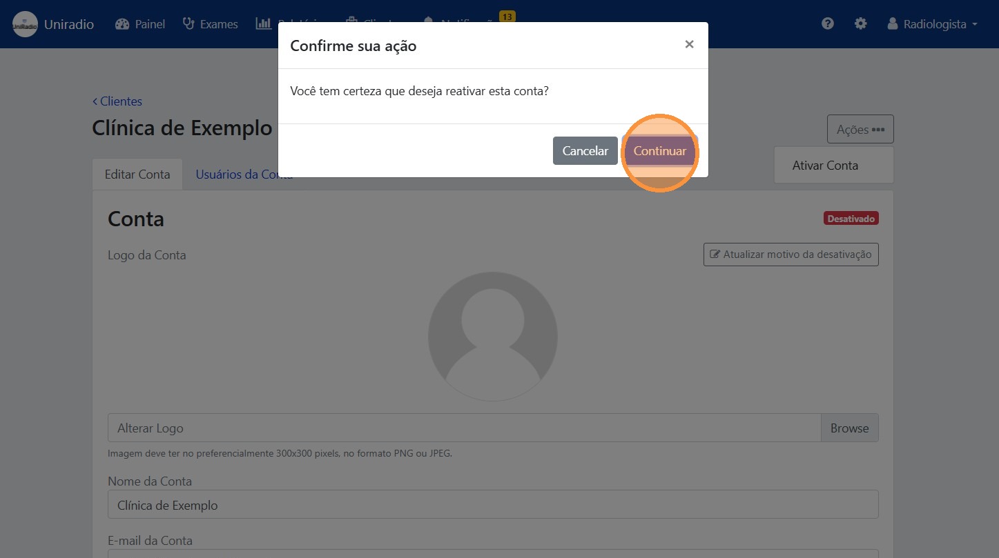 Confirm reactivation