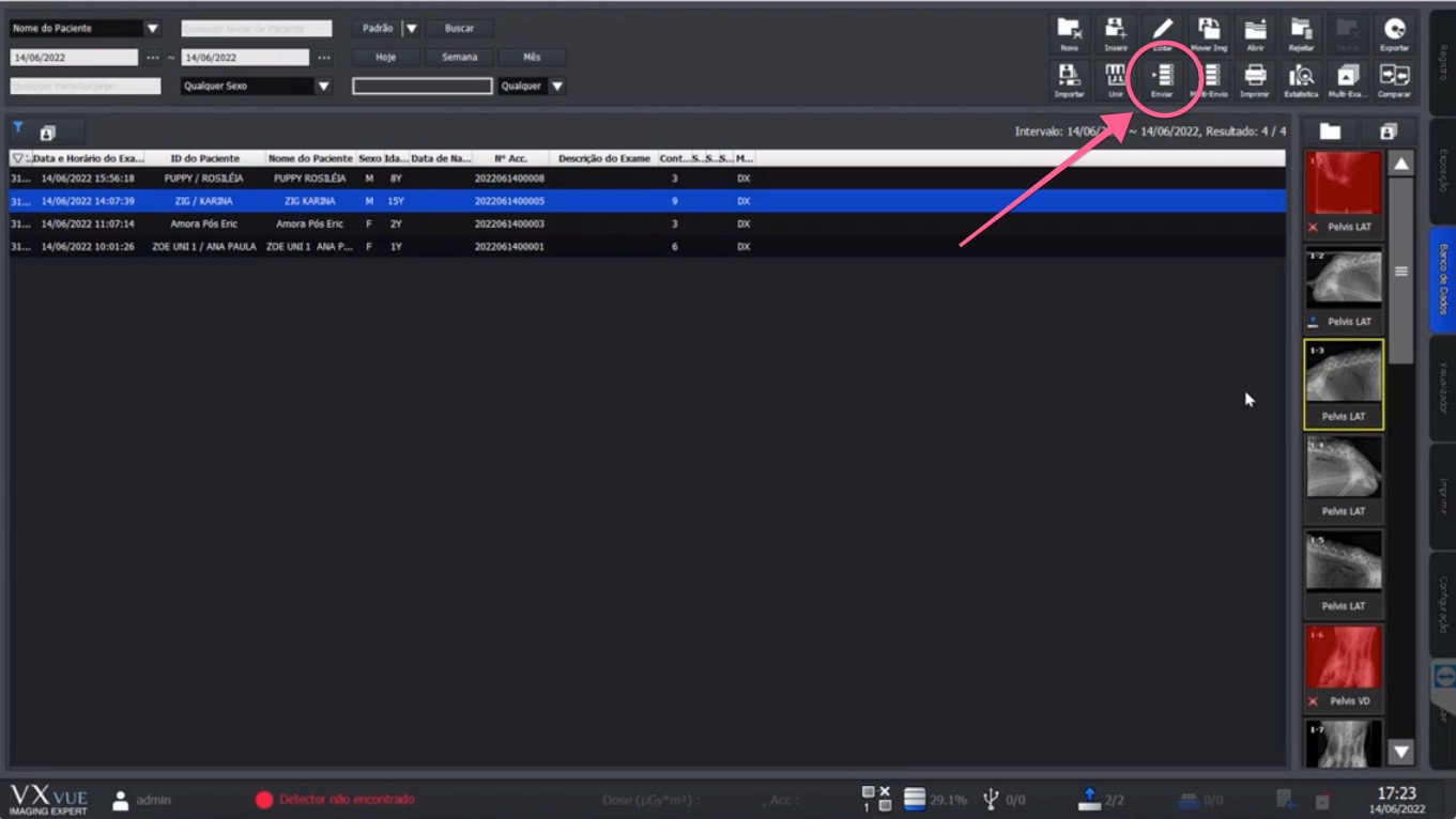 Toolbar with the Send button highlighted