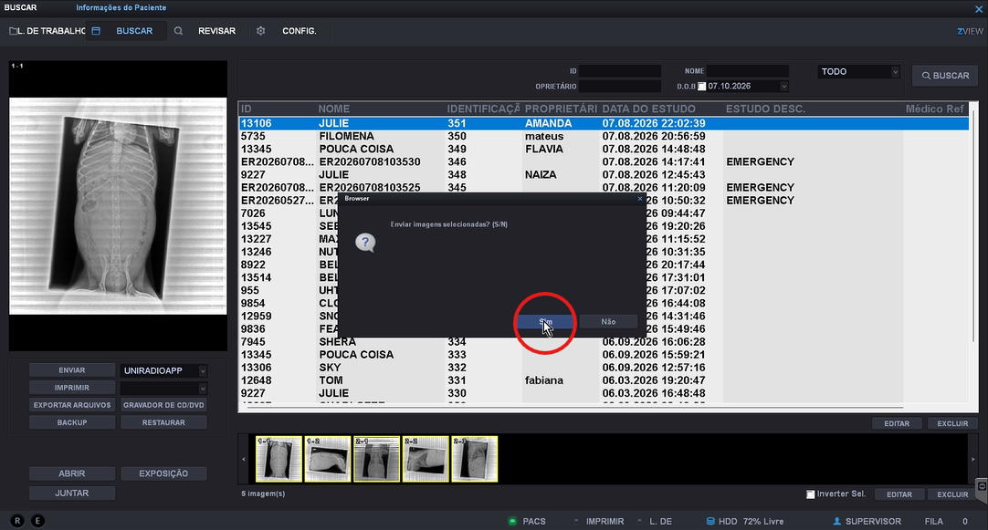 Confirmation window with the Yes button highlighted
