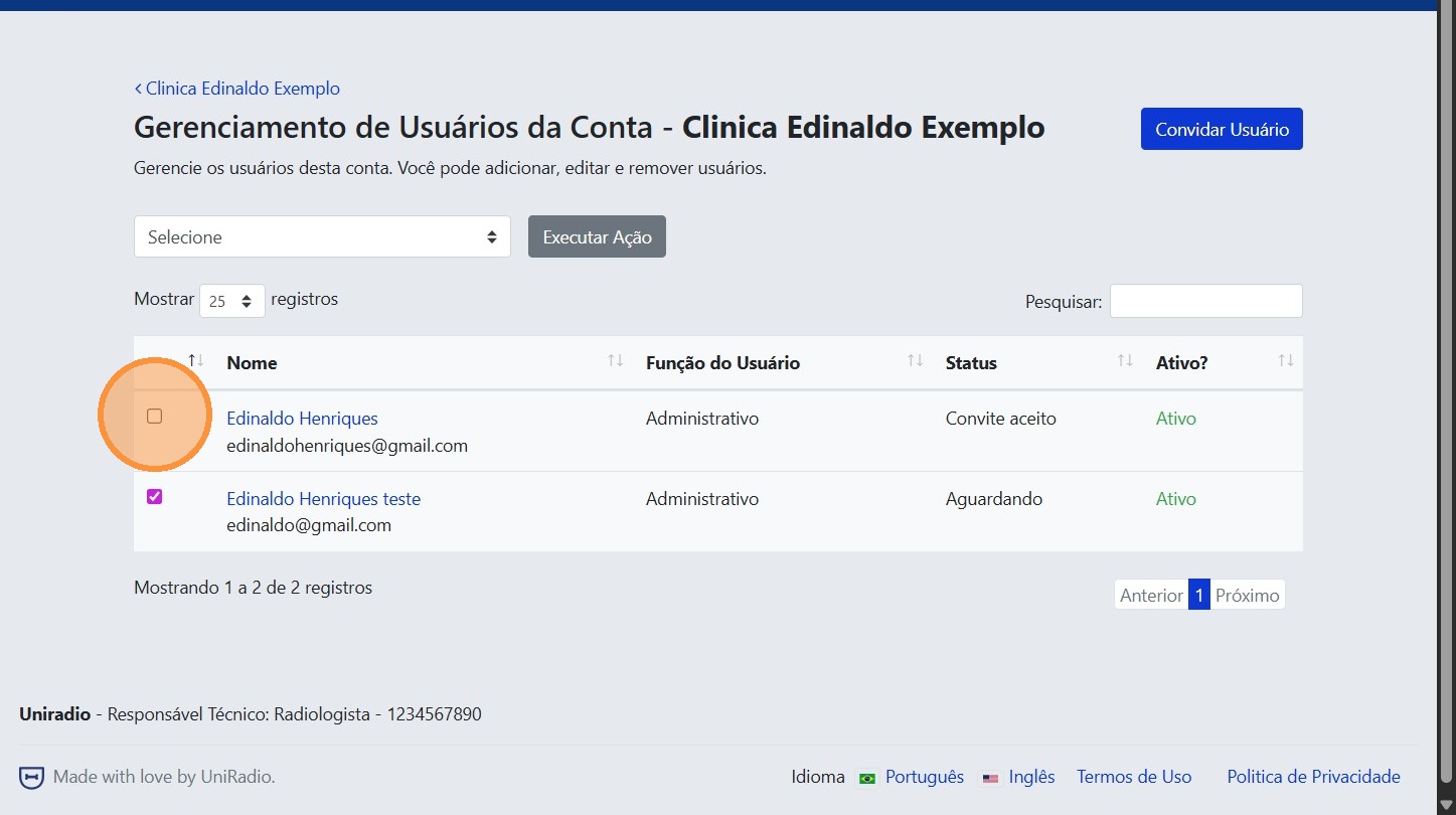 Selecionar usuários