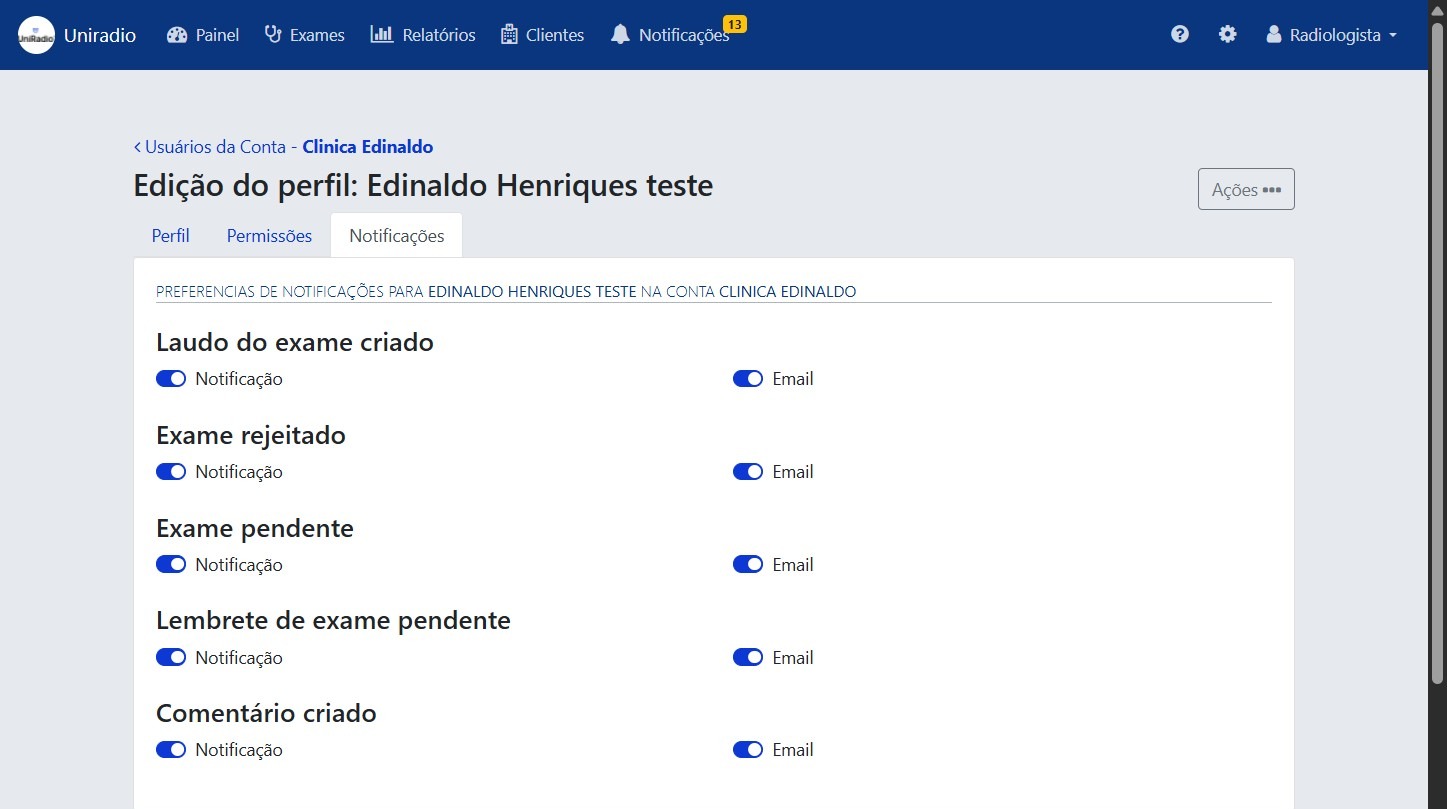 Preferências de notificação
