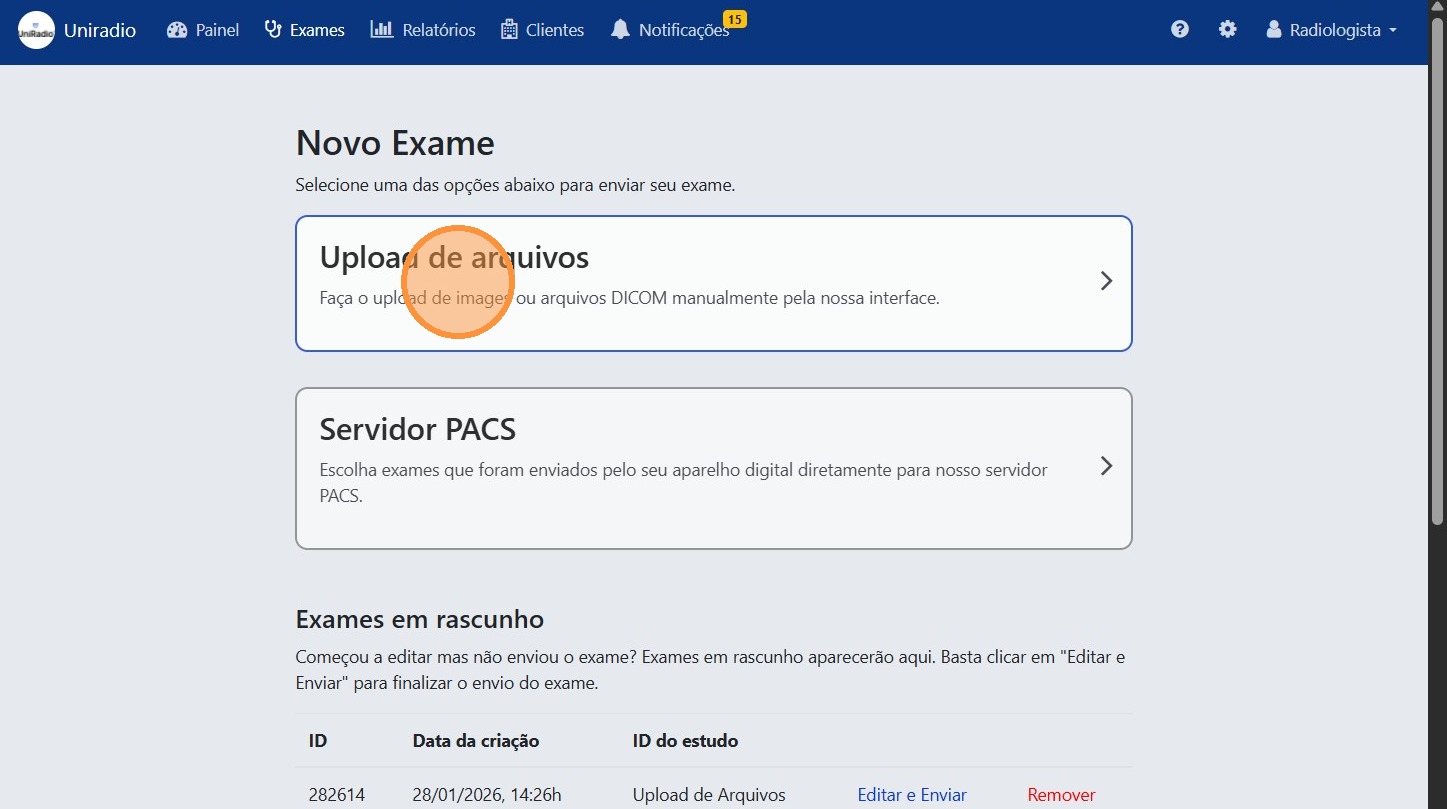 Opção Upload de Arquivos