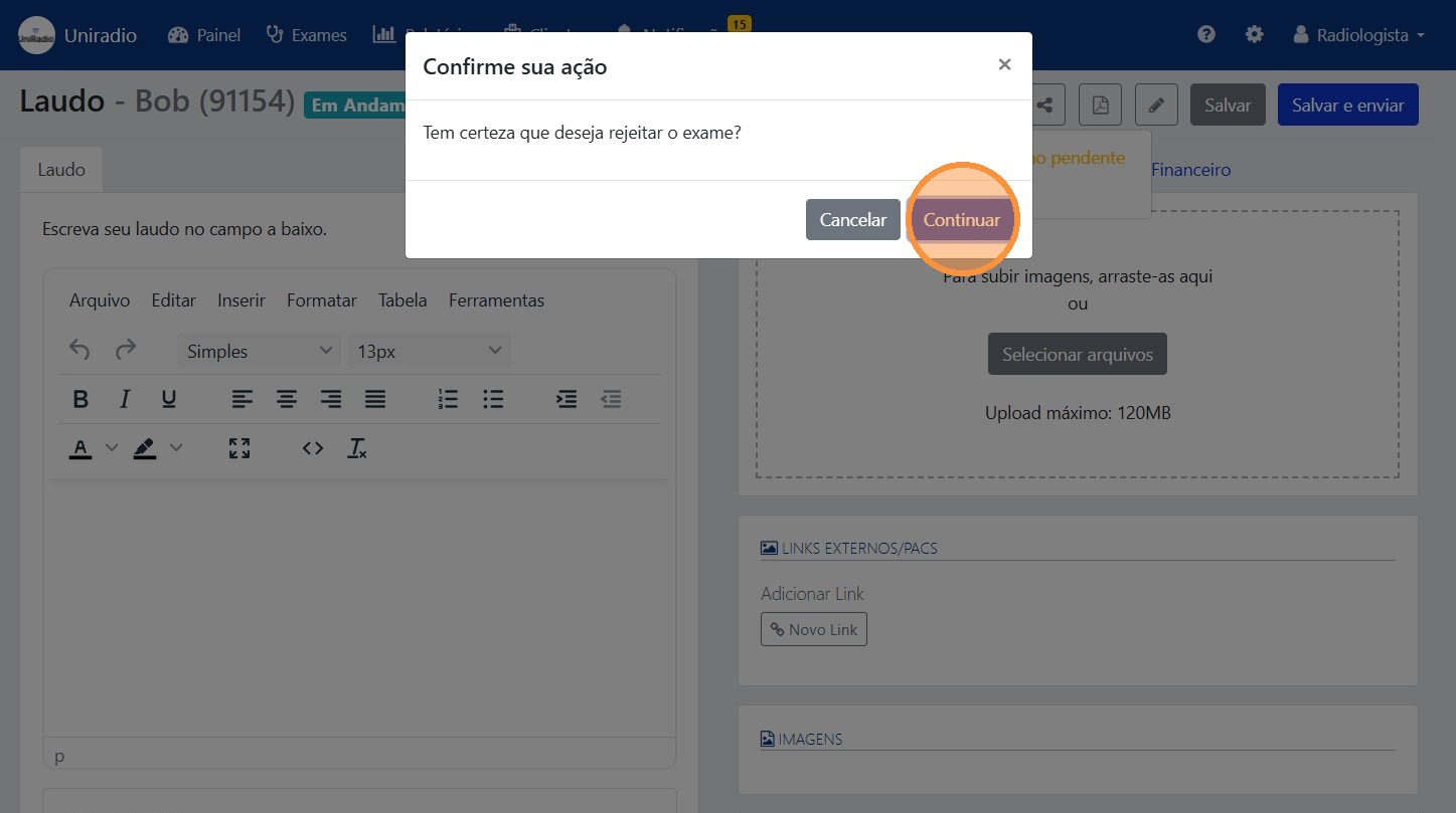 Confirmar rejeição