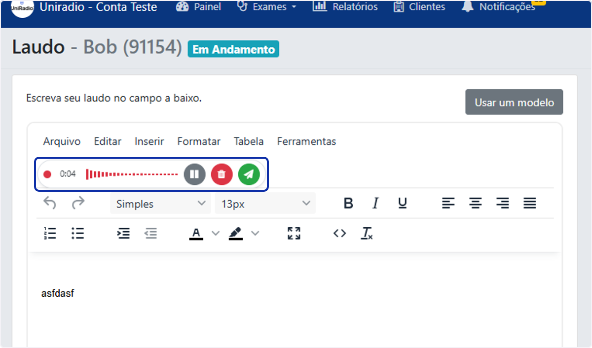 Controles de gravação