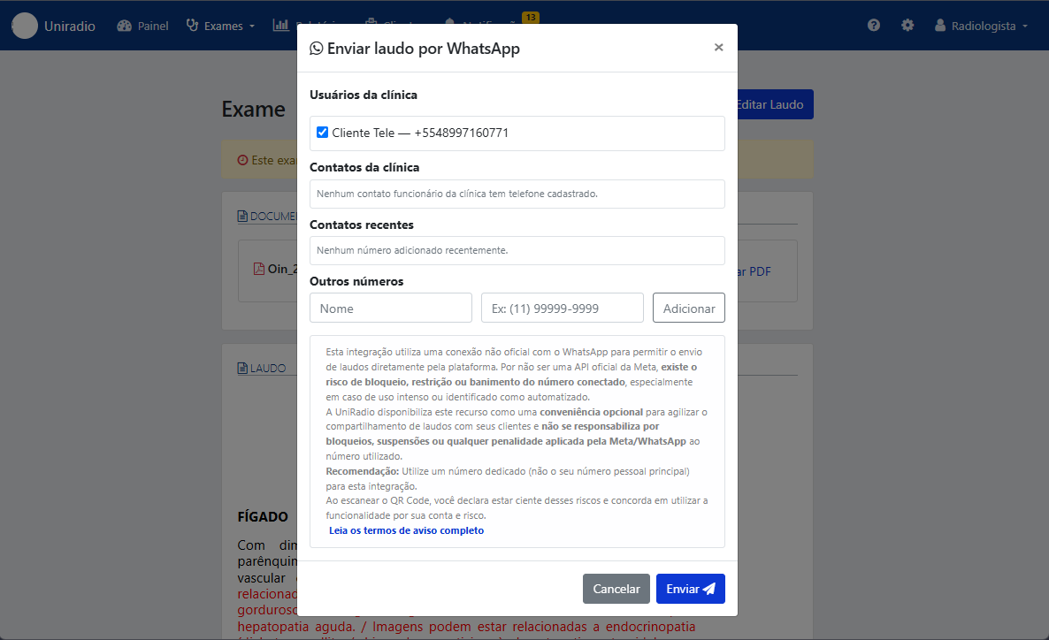 Selecionar ou adicionar contato