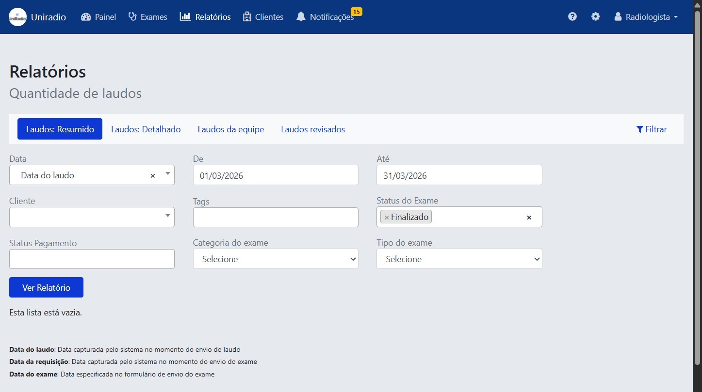 Tipos de relatórios