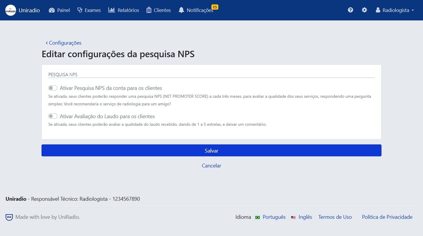 Editar informações