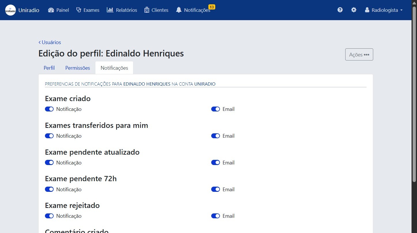 Preferências de notificação